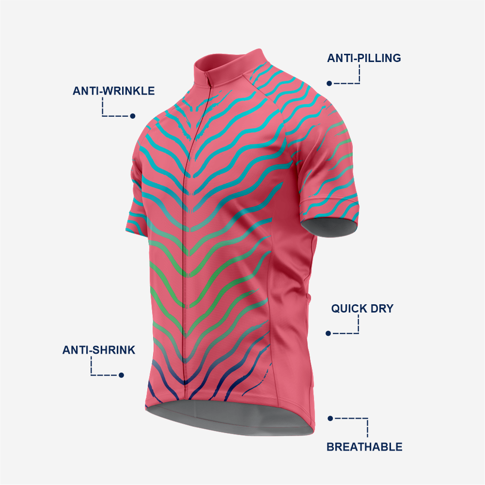 Mens Short Sleeve Cycling Jersey Dark Pink Lightweight Bike Apparel