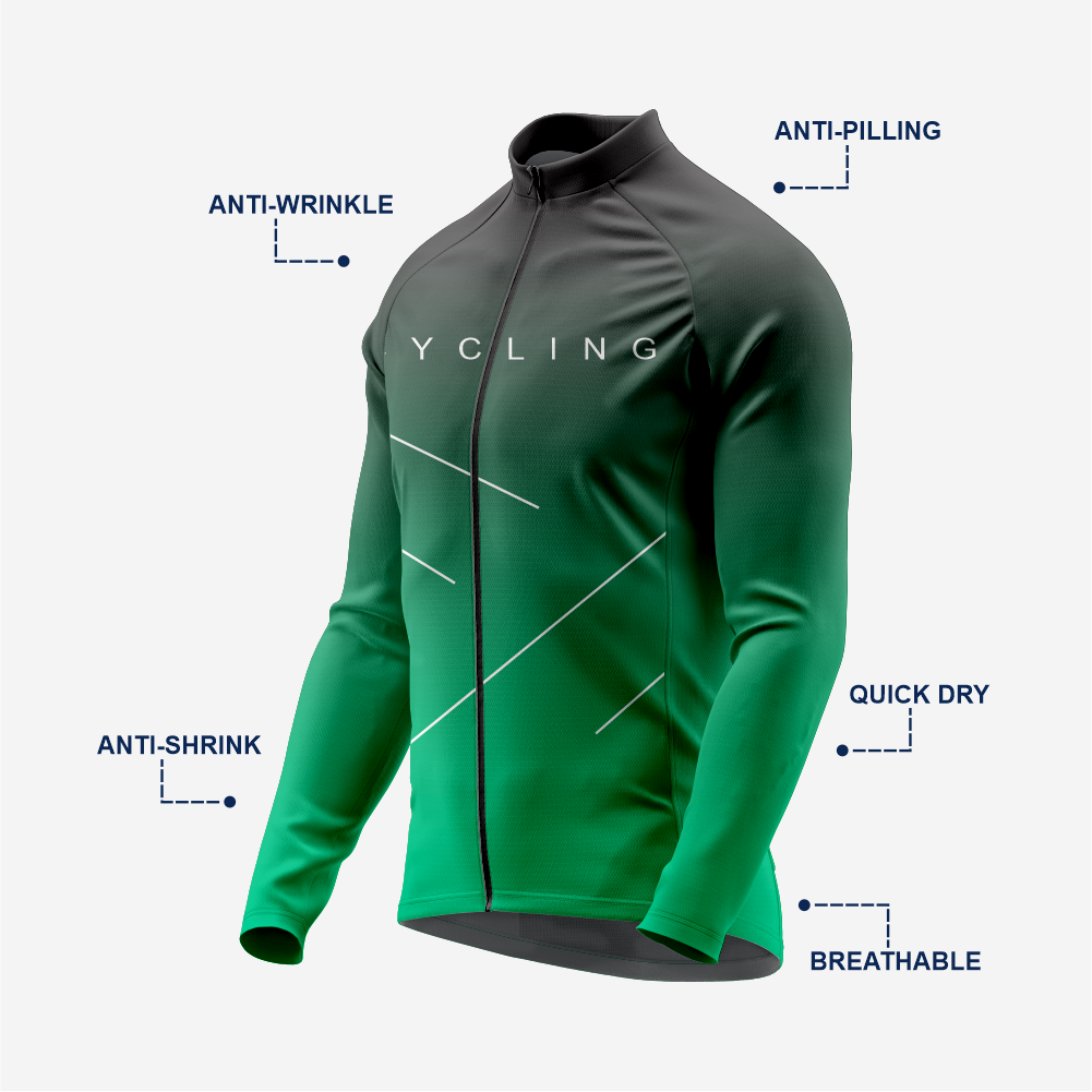 Men’s Dark Green Long Sleeve Cycling Jersey for Road Riders