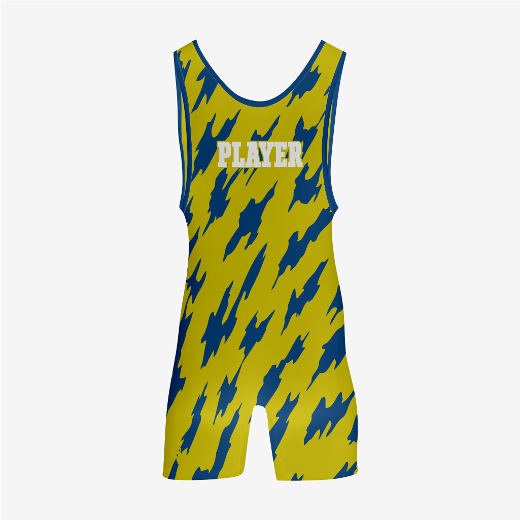Custom Wrestling Gear – Yellow/Blue Singlet for Champions