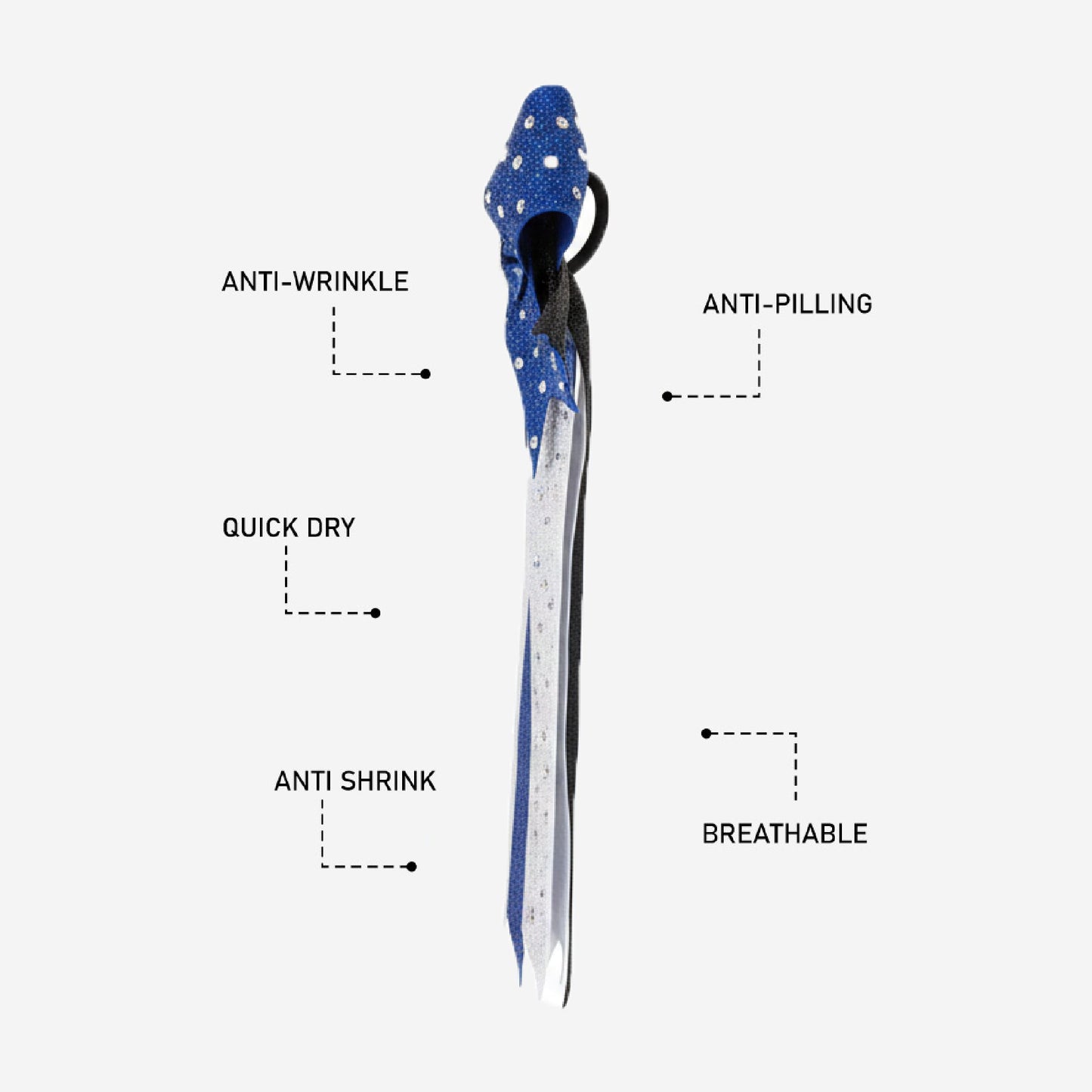 Blue Custom Cheerleading Bow - Rhinestone Hair Bow Ponytail Holder