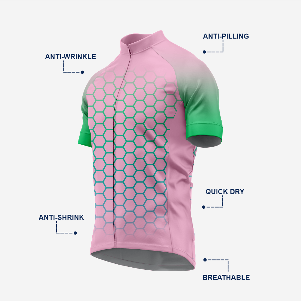 Short Sleeve Cycling Jersey Men | Hexagon Pattern Bike Shirt