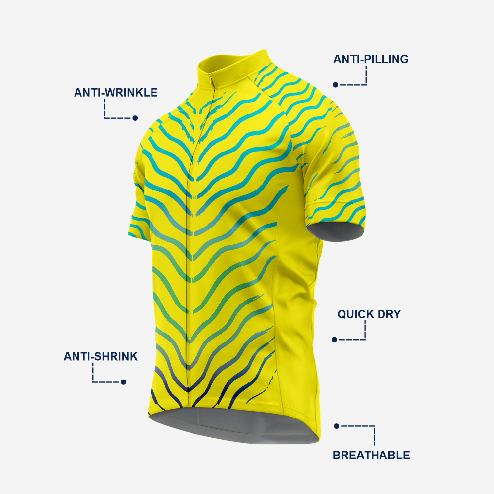 Men’s Yellow Short Sleeve Cycling Jersey for Road and Racing
