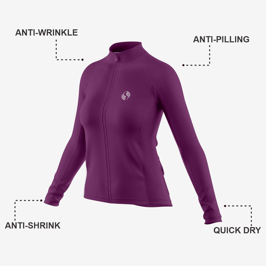 Custom Women's Long Sleeve Cycling Jersey in Maroon - K2 Sportswear | Custom Sports Uniforms & Apparels - K2 Sportswear