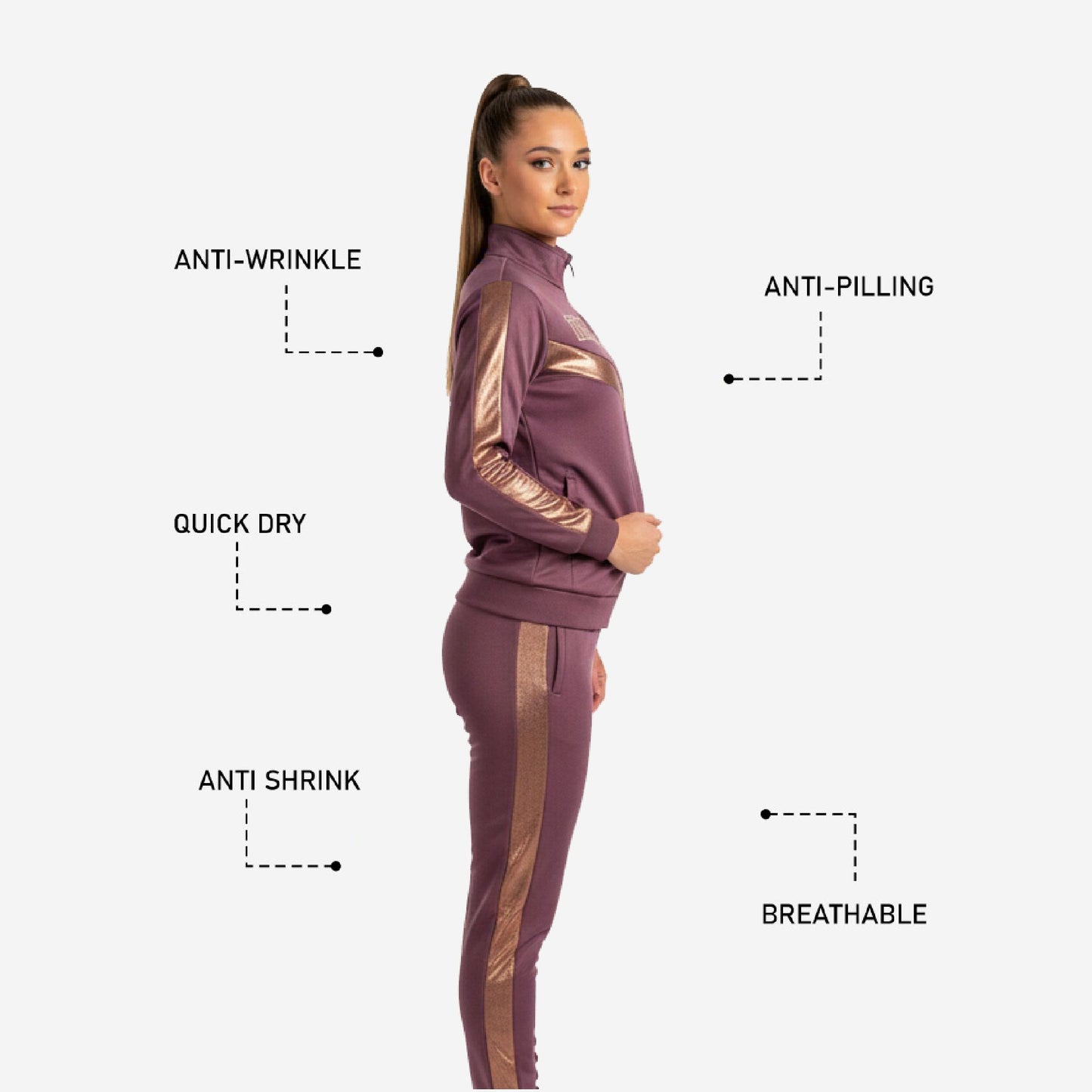 Custom Cheerleading Brown Warmup Set - Full Zip Jacket & Pants Team Name Design
