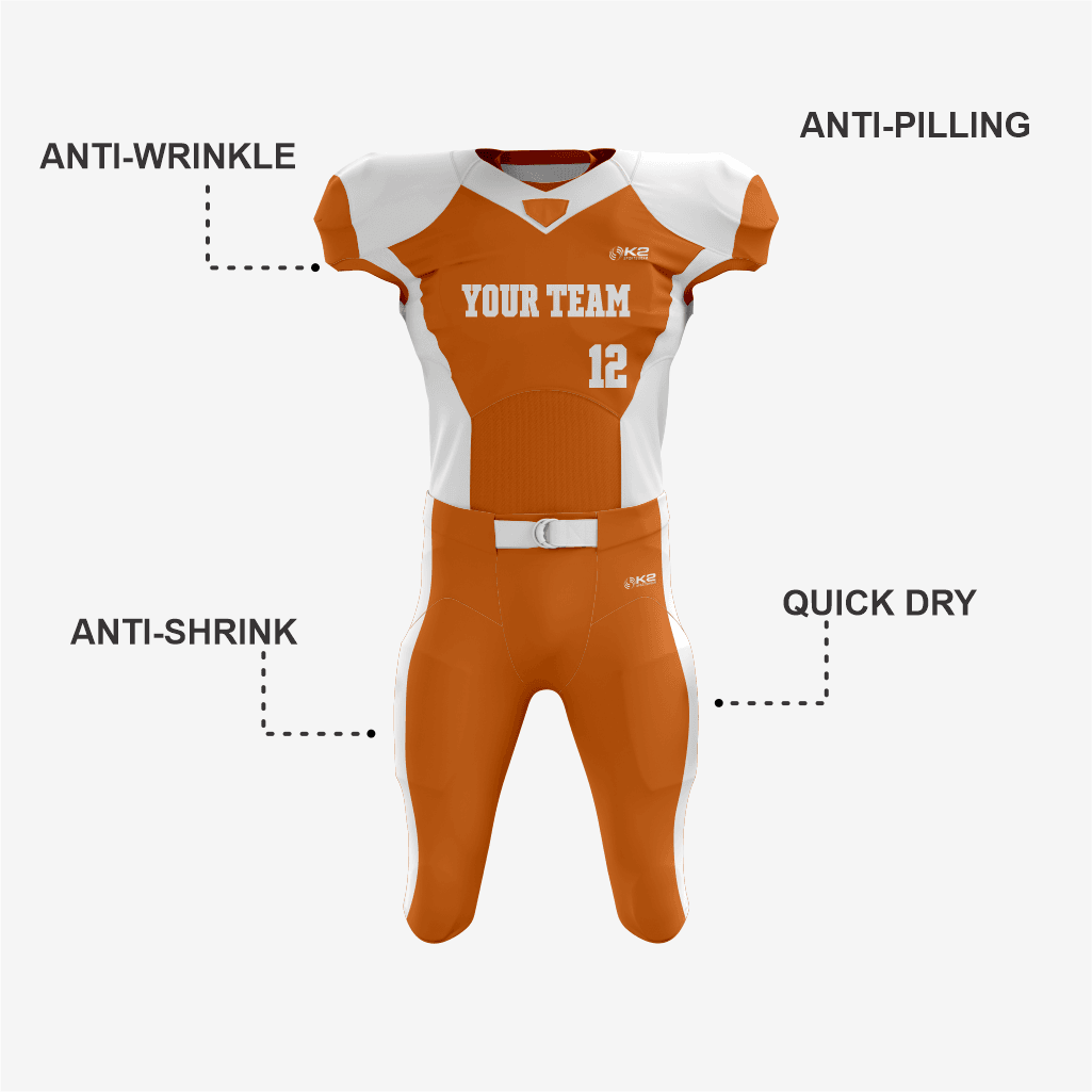 Premium Orange American Football Uniform – Pro Quality - K2 Sportswear | Custom Sports Uniforms & Apparels - K2 Sportswear