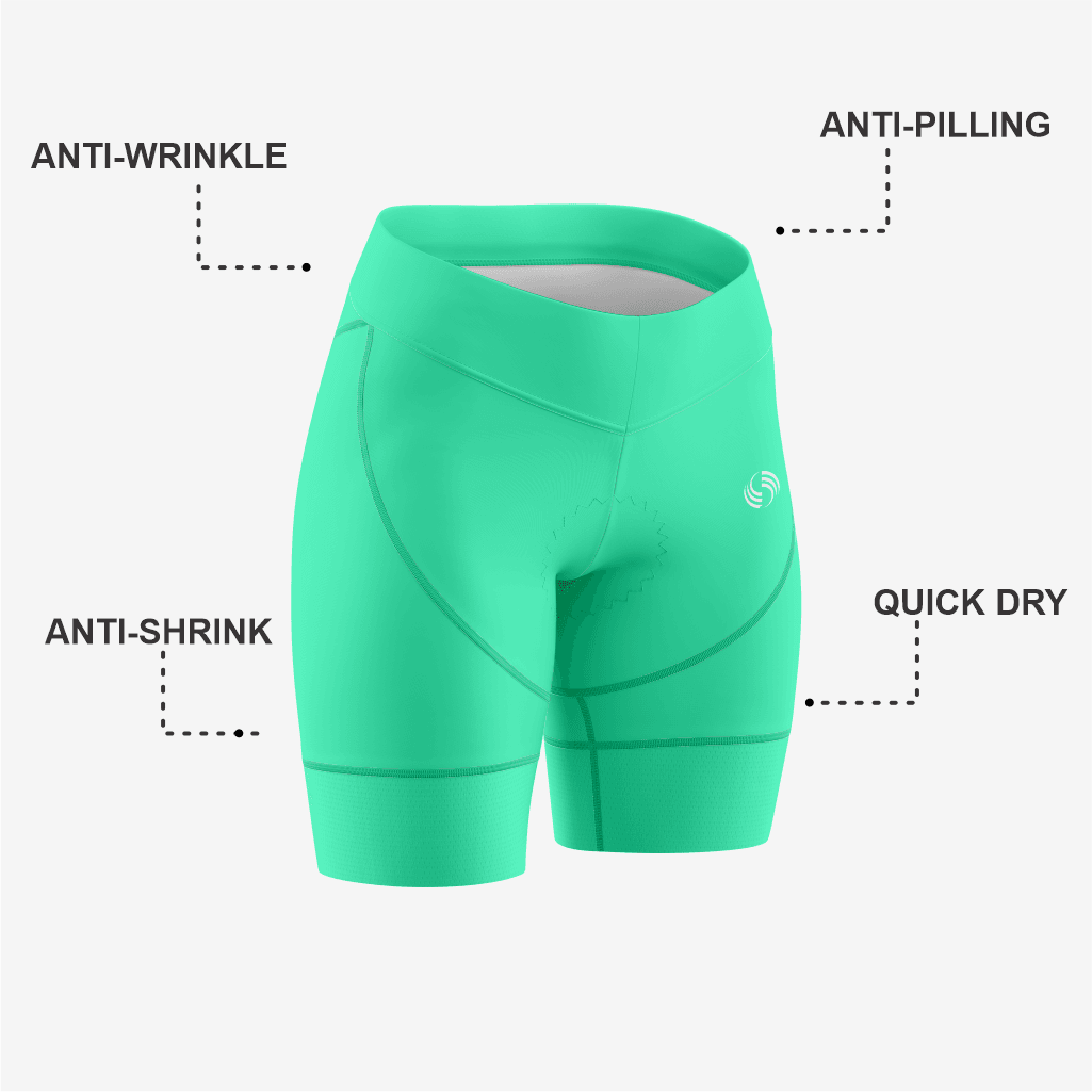 Custom Paris Green Women's Cycling Shorts – Perfect Fit - K2 Sportswear | Custom Sports Uniforms & Apparels - K2 Sportswear