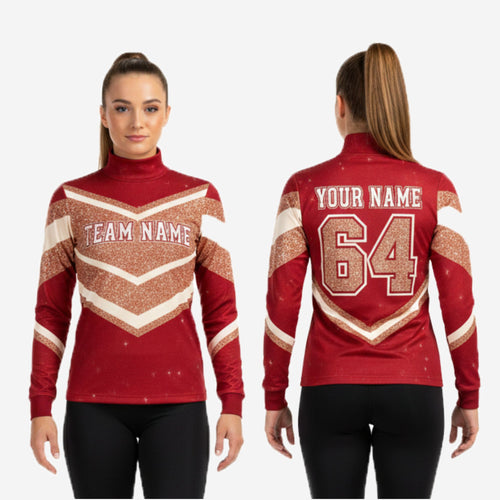 Youth & Adult Long Sleeve Cheer Top - Personalized Red Team Uniform