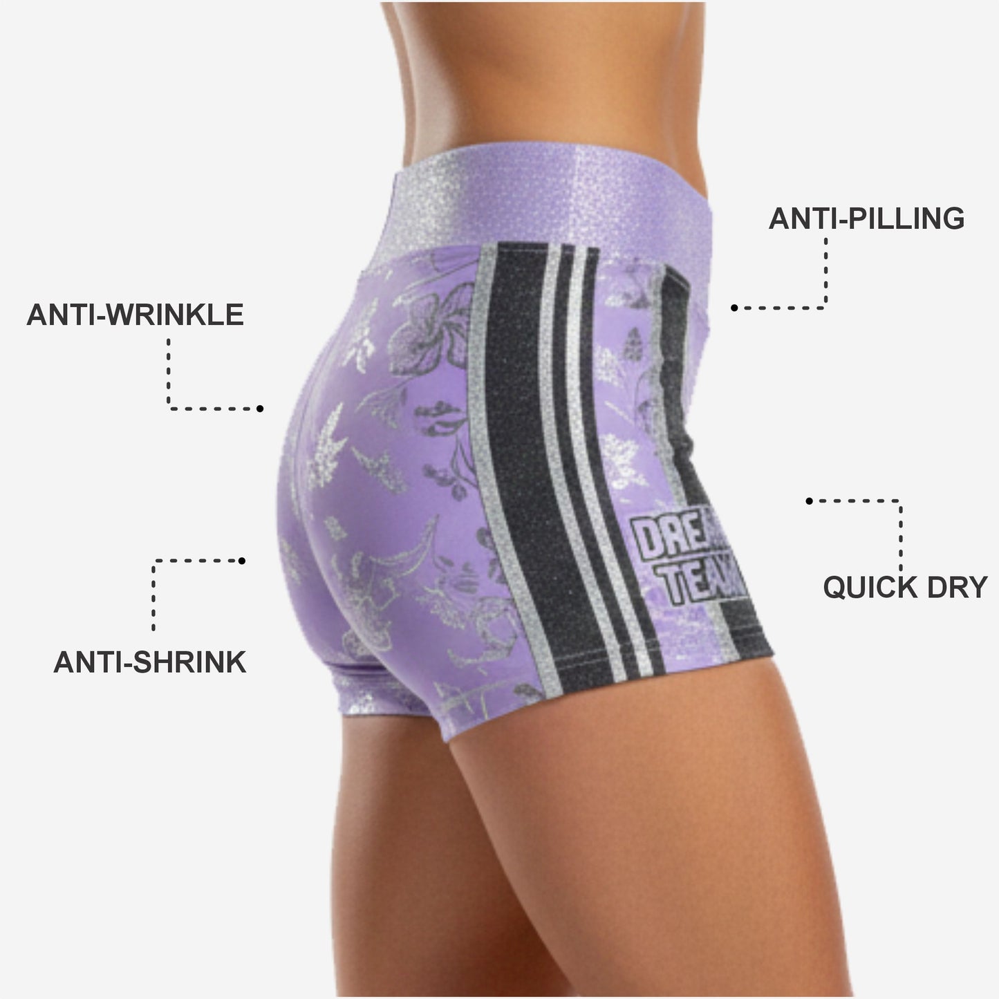 Custom Cheerleading Boy Cut Shorts - Competition Athletic Shorts in Bright Purple