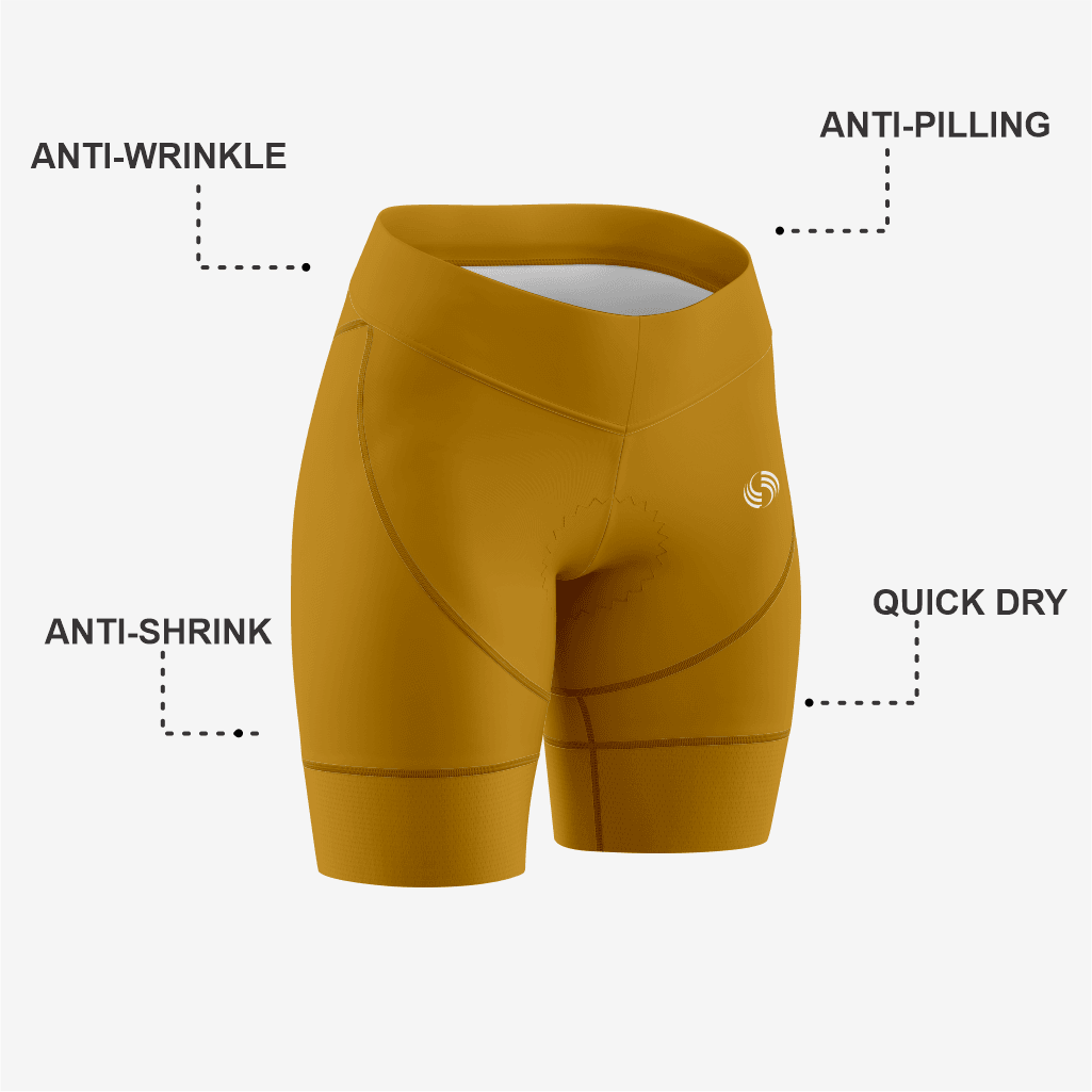 Custom Gold Women's Cycling Shorts – Perfect Fit - K2 Sportswear | Custom Sports Uniforms & Apparels - K2 Sportswear