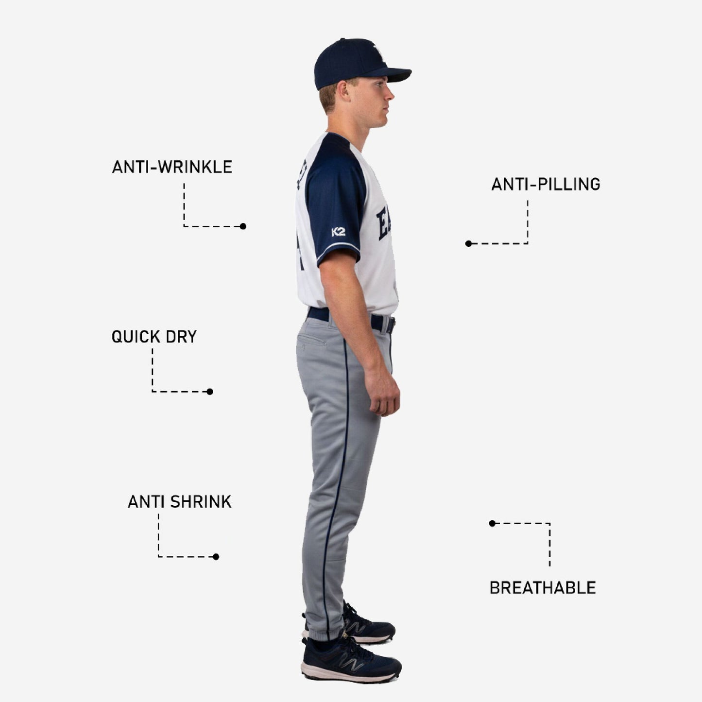 Custom Baseball Team Uniform in White/Gray - Jersey & Pants Custom Name Number Set