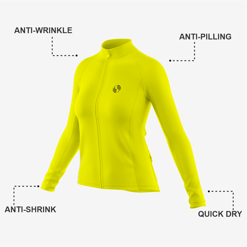 Personalized Yellow Women's Long Sleeve Bicycle Jersey - K2 Sportswear | Custom Sports Uniforms & Apparels - K2 Sportswear
