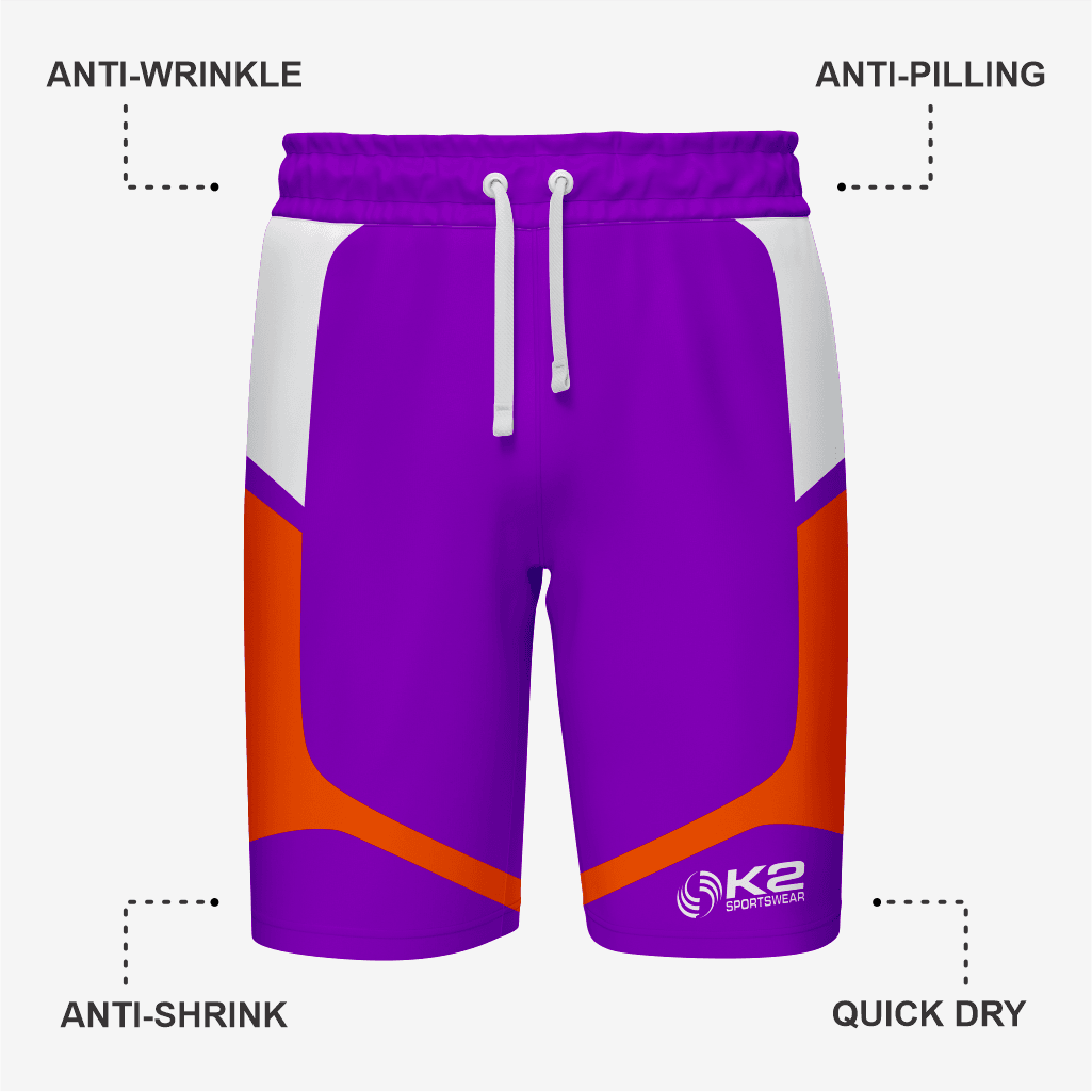 Custom Wrestling Regular Shorts in Purple/Orange - K2 Sportswear | Custom Sports Uniforms & Apparels - K2 Sportswear