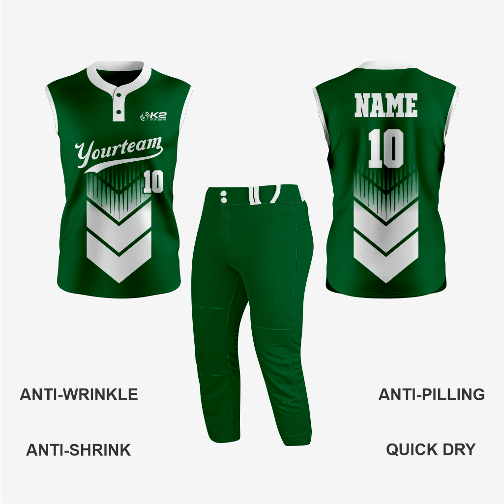 Custom Dark Green Sleeveless 2 Button Softball Jersey – Perfect for Men/Women - K2 Sportswear | Custom Sports Uniforms & Apparels - K2 Sportswear