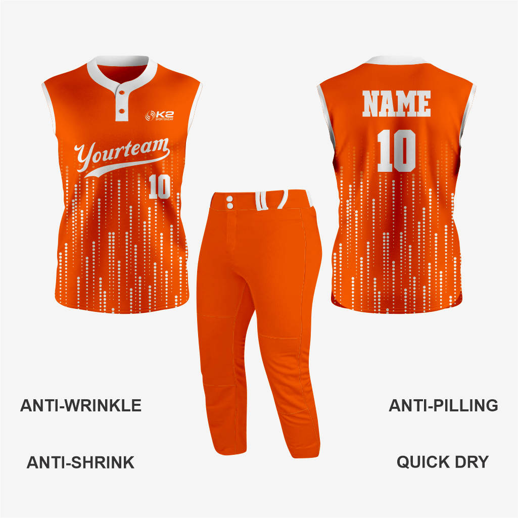 Premium Orange Sleeveless Softball Jersey with 2 Buttons - K2 Sportswear | Custom Sports Uniforms & Apparels - K2 Sportswear