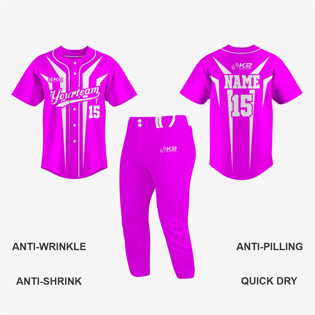 Custom Magenta Softball Full Button Jersey – Men & Women - K2 Sportswear | Custom Sports Uniforms & Apparels - K2 Sportswear