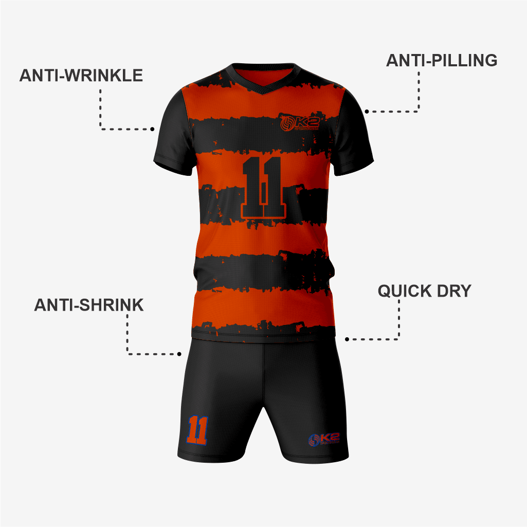 Orange/Black Custom Volleyball Uniform Set for Teams - K2 Sportswear | Custom Sports Uniforms & Apparels - K2 Sportswear