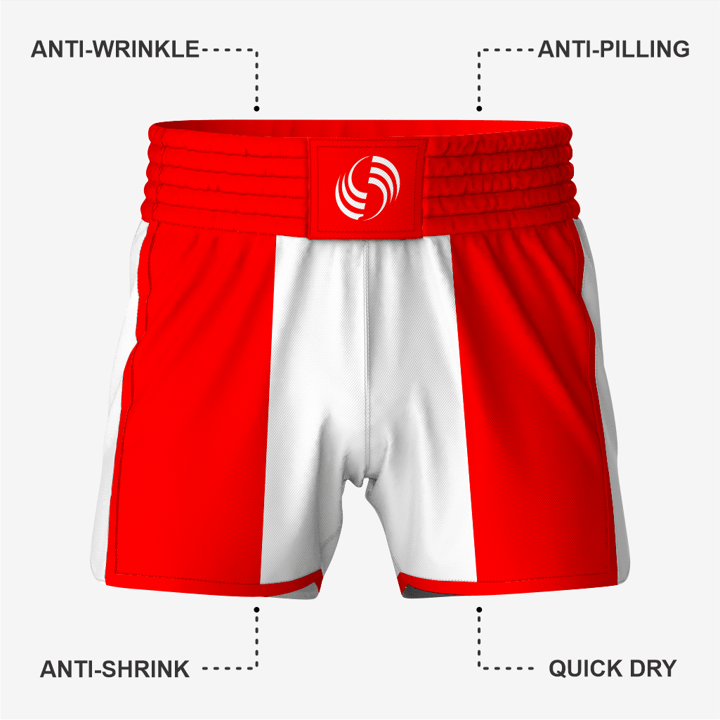 Custom Wrestling Fighting Shorts in Red/White - K2 Sportswear | Custom Sports Uniforms & Apparels - K2 Sportswear