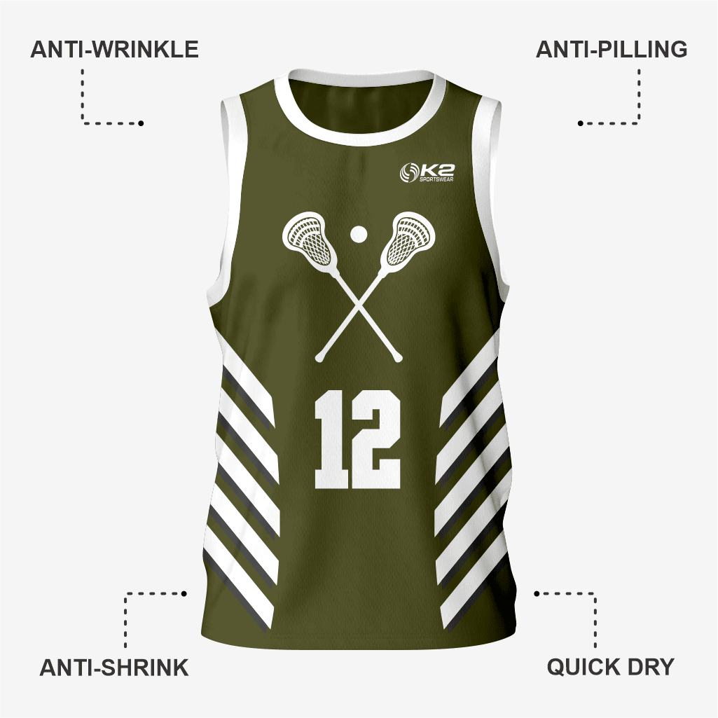 Custom Men's Army Green Lacrosse Pinnie - K2 Sportswear | Custom Sports Uniforms & Apparels - K2 Sportswear
