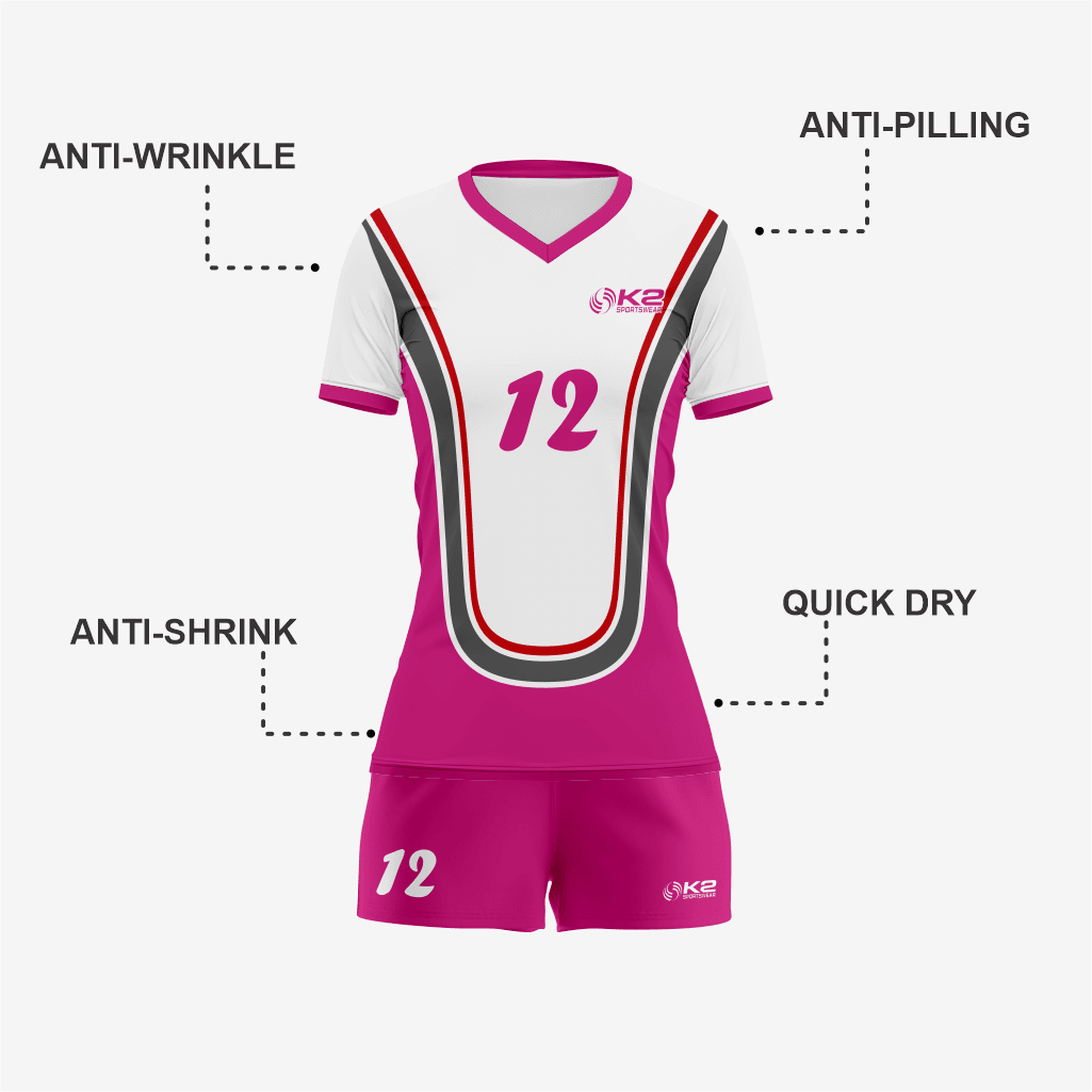 Personalized Dark Pink Volleyball Uniform Set for Athletes - K2 Sportswear | Custom Sports Uniforms & Apparels - K2 Sportswear