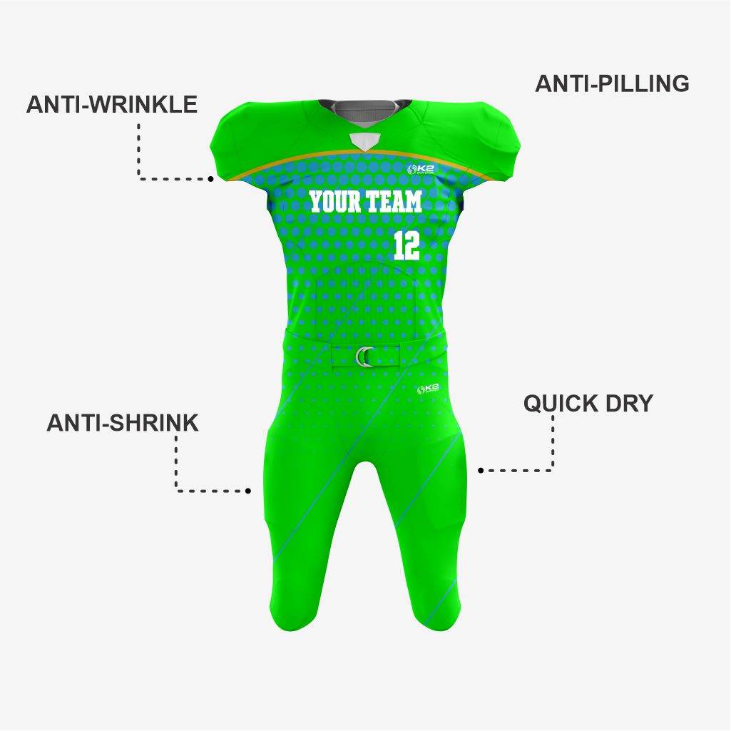 Personalized Paris Green American Football Uniform – Unisex Fit - K2 Sportswear | Custom Sports Uniforms & Apparels - K2 Sportswear