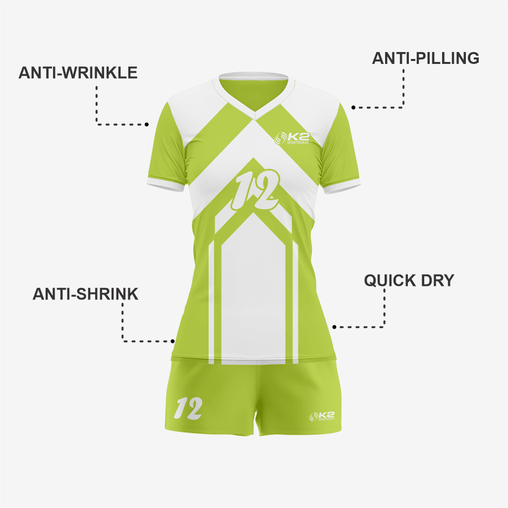 Personalized Apple Green Volleyball Uniform Set for Athletes - K2 Sportswear | Custom Sports Uniforms & Apparels - K2 Sportswear