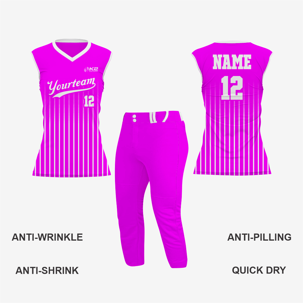 Magenta Custom Softball Sleeveless V Neck Jersey - K2 Sportswear | Custom Sports Uniforms & Apparels - K2 Sportswear