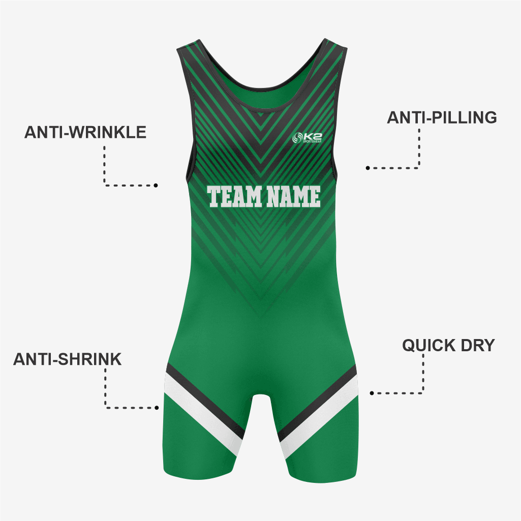Personalized Dark Green Wrestling Singlet – Premium Quality - K2 Sportswear | Custom Sports Uniforms & Apparels - K2 Sportswear