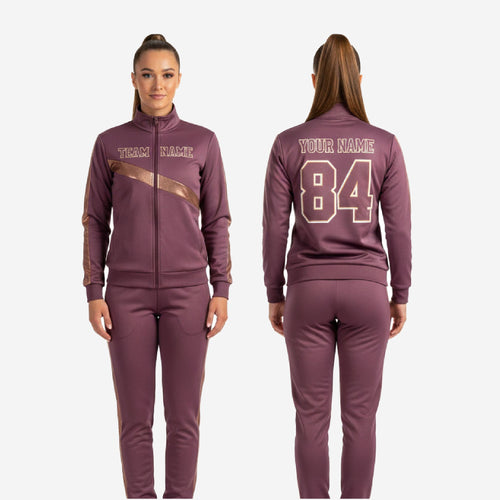 Custom Cheerleading Brown Warmup Set - Full Zip Jacket & Pants Team Name Design