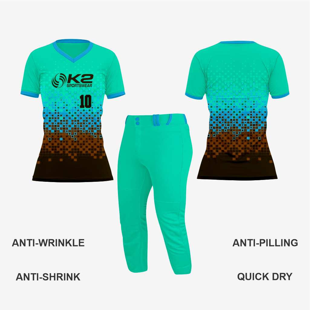 Custom Paris Green/Brown Softball V-Neck Jersey for Men/Women - K2 Sportswear | Custom Sports Uniforms & Apparels - K2 Sportswear