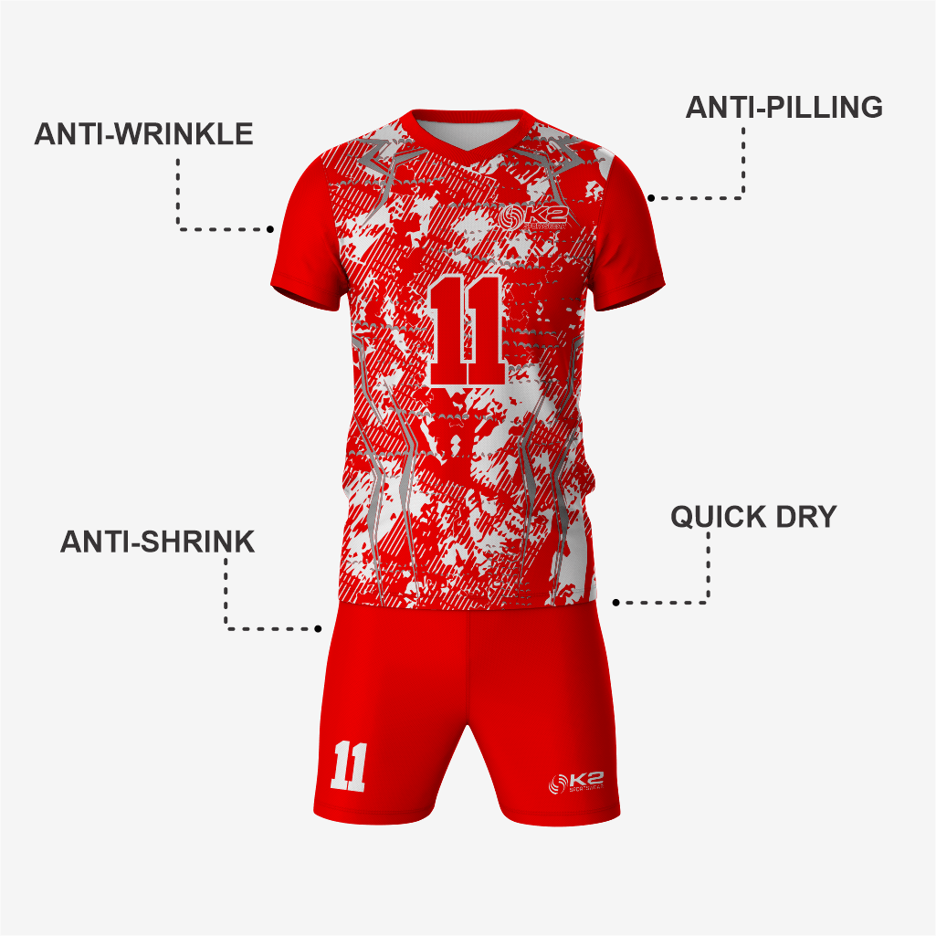 Premium Custom Red Volleyball Uniform Set - K2 Sportswear | Custom Sports Uniforms & Apparels - K2 Sportswear