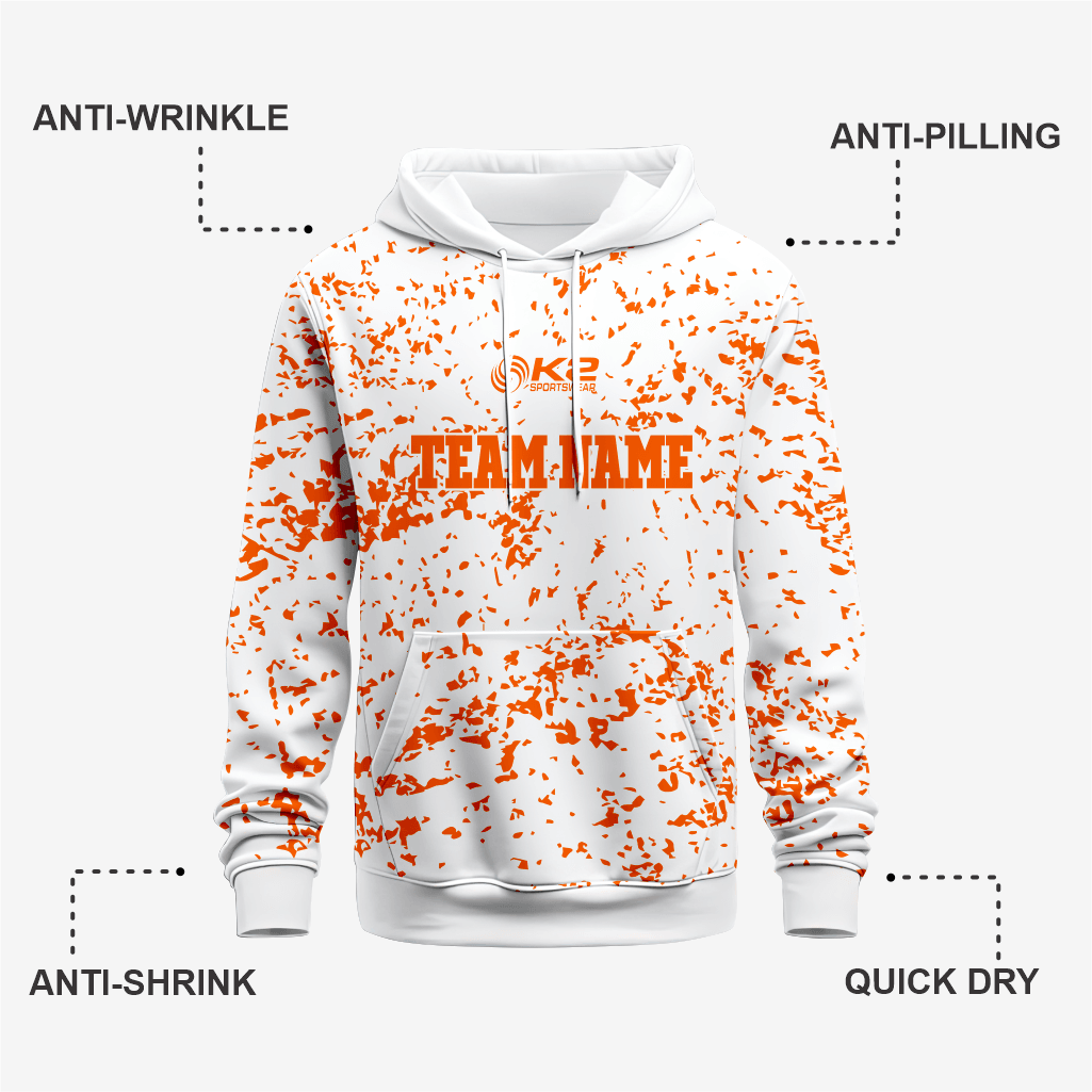 Orange/White Custom Wrestling Hoodie – Personalized Team Gear - K2 Sportswear | Custom Sports Uniforms & Apparels - K2 Sportswear