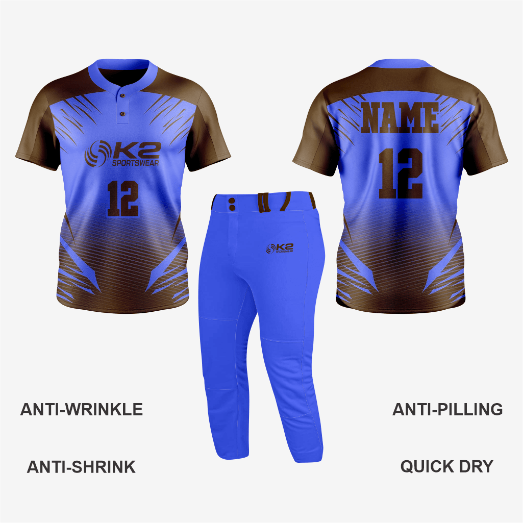 Youth Custom Softball 2 Button Jersey/Pant in Dark Blue - K2 Sportswear | Custom Sports Uniforms & Apparels - K2 Sportswear