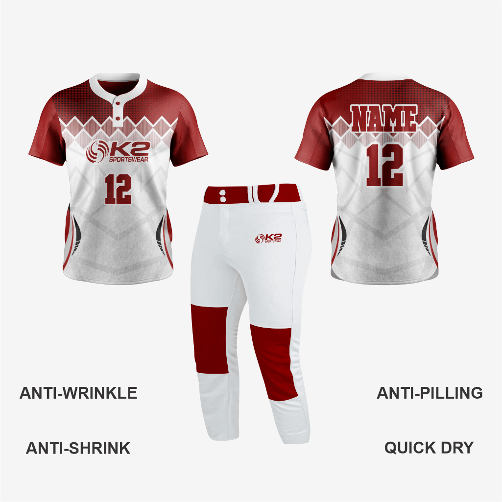 Dark Red Personalized Softball 2 Button Jersey/Kit - K2 Sportswear | Custom Sports Uniforms & Apparels - K2 Sportswear