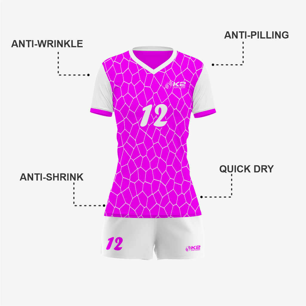 Team Ready Custom Deep Magenta Volleyball Uniform Set - K2 Sportswear | Custom Sports Uniforms & Apparels - K2 Sportswear