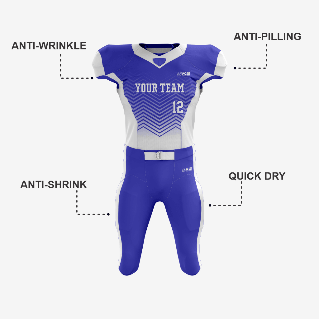 Egyptian Blue and White Football Uniform - Pro Fit - K2 Sportswear | Custom Sports Uniforms & Apparels - K2 Sportswear