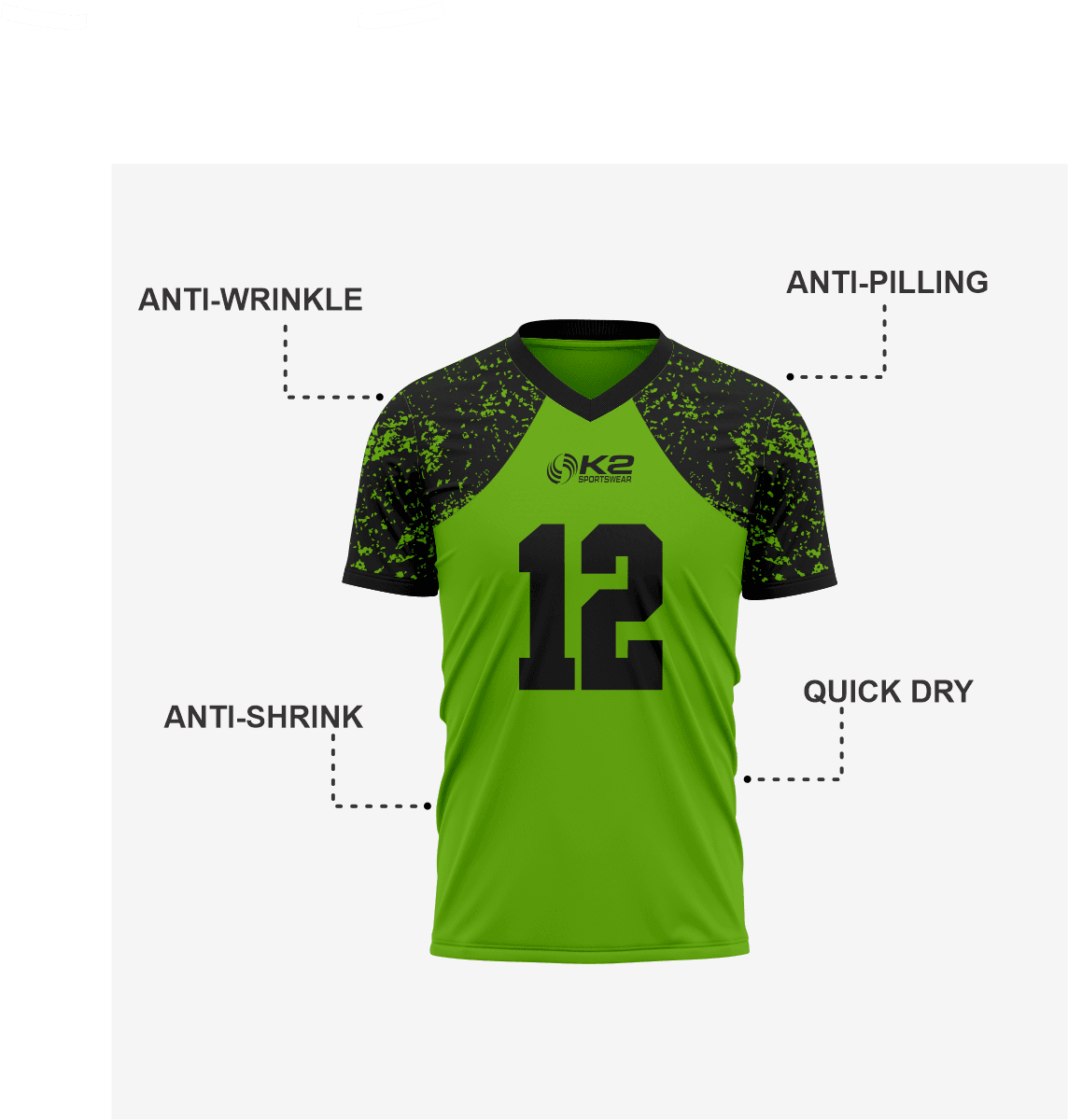 Custom Green Football Fan Jersey for Men & Women - K2 Sportswear | Custom Sports Uniforms & Apparels - K2 Sportswear