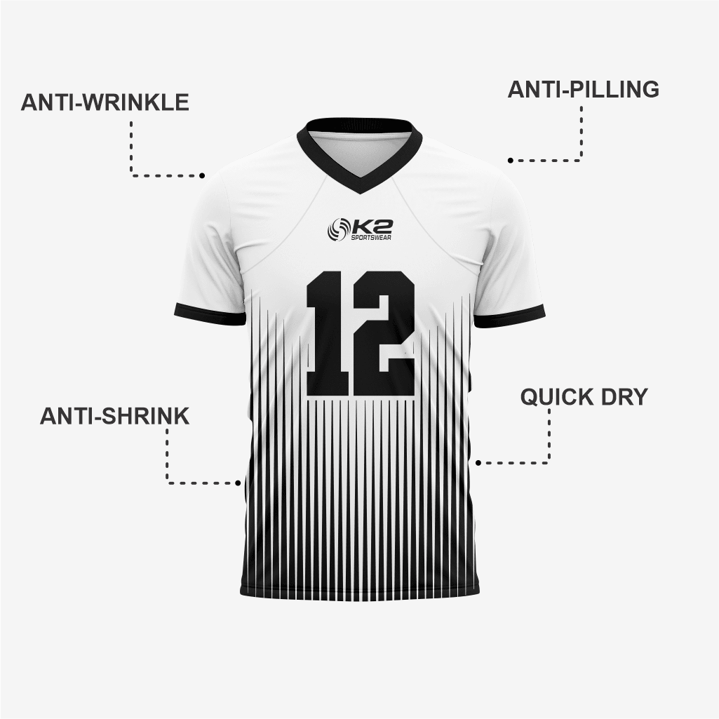 Personalized White/Black Football Fan Jersey for Men & Women - K2 Sportswear | Custom Sports Uniforms & Apparels - K2 Sportswear