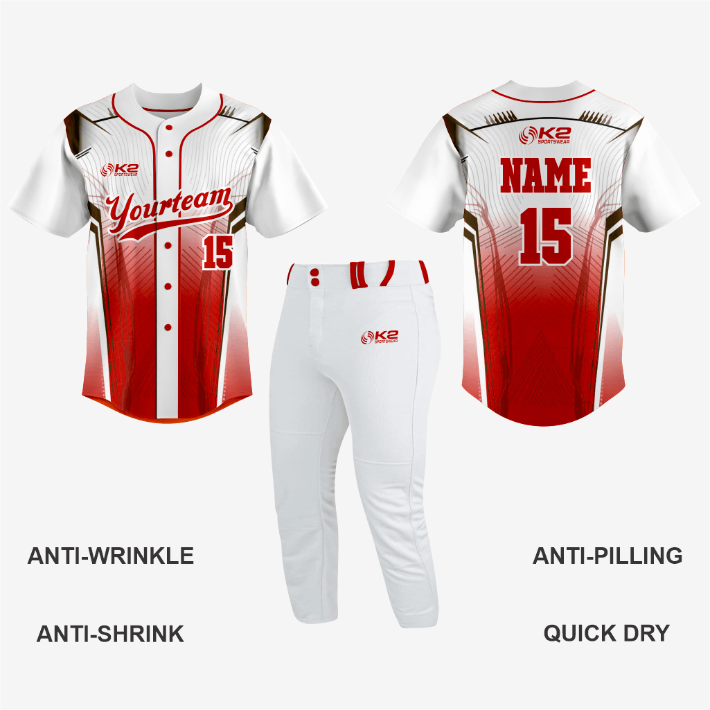 Personalized Softball Jersey – Red Full Button Style - K2 Sportswear | Custom Sports Uniforms & Apparels - K2 Sportswear