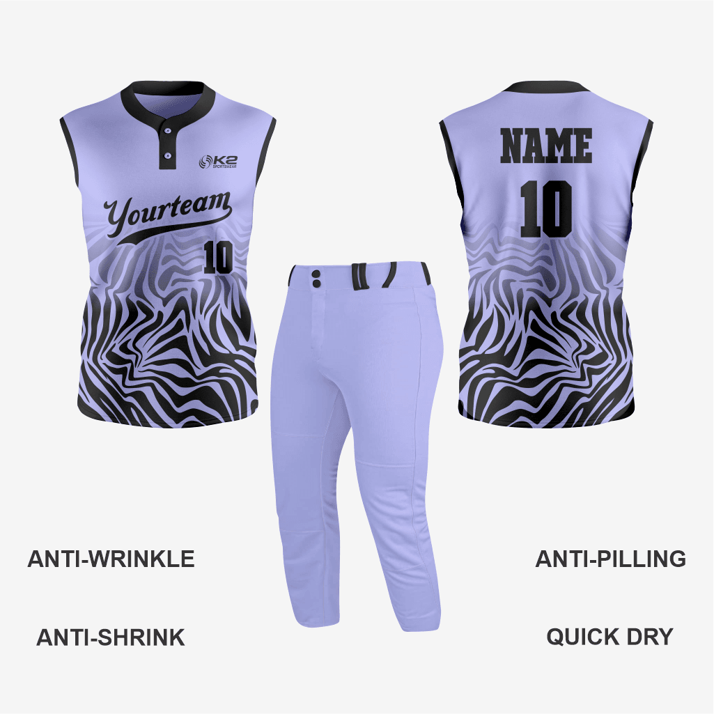 Custom 2-Button Sleeveless Softball Jersey – Pastel Purple for Your Team - K2 Sportswear | Custom Sports Uniforms & Apparels - K2 Sportswear
