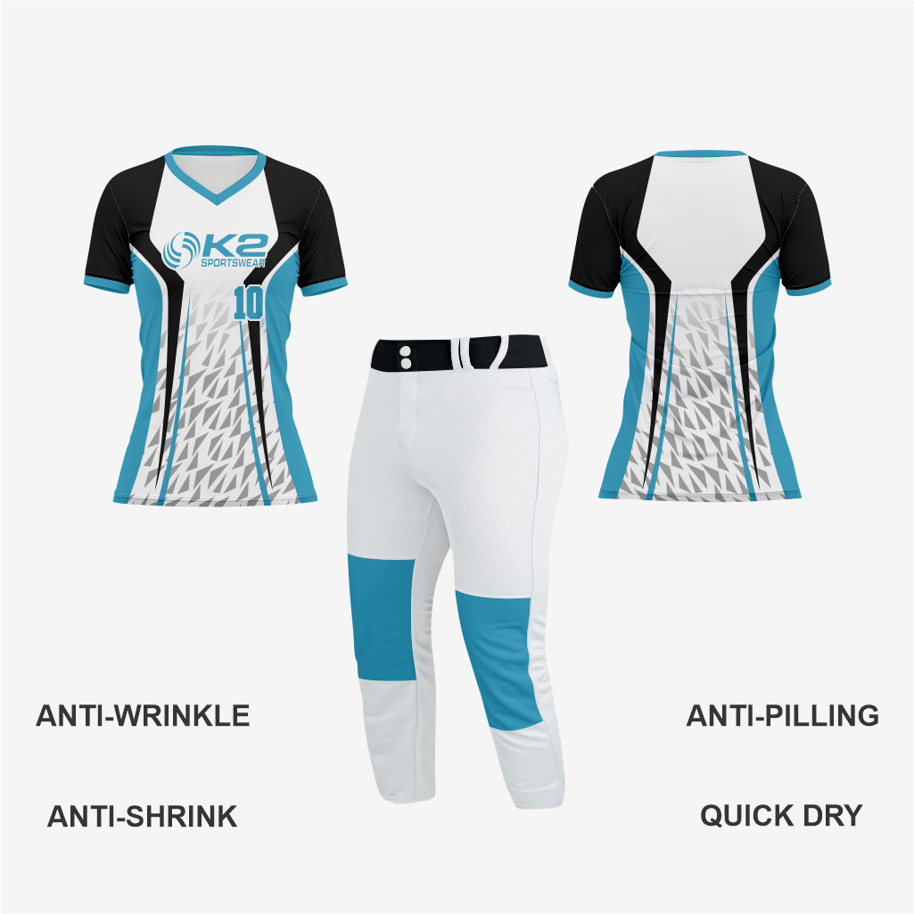 Personalized Softball V-Neck Jersey for Men/Women – White/Black/Blue