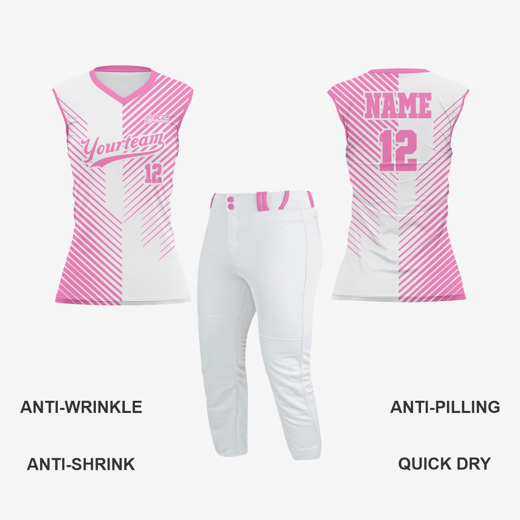 Light Pink Custom Softball Sleeveless V Neck Jersey - K2 Sportswear | Custom Sports Uniforms & Apparels - K2 Sportswear