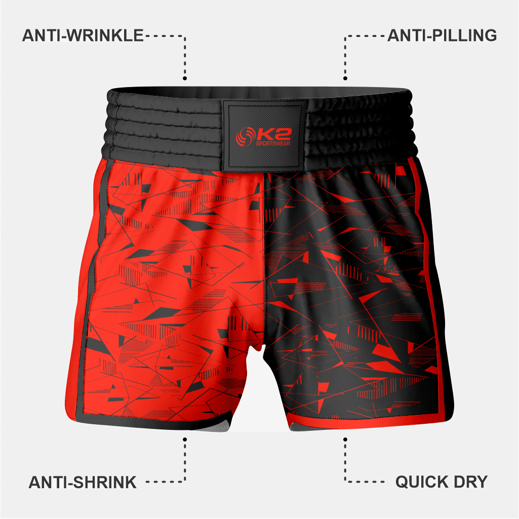Custom Wrestling Fighting Shorts in Red/Black - K2 Sportswear | Custom Sports Uniforms & Apparels - K2 Sportswear