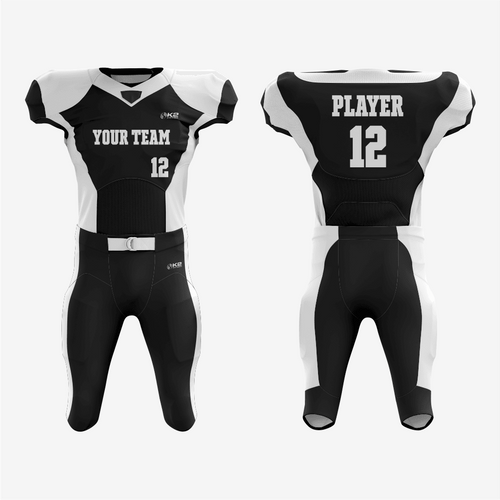 Champion-Grade White and Black Football Uniform Set - K2 Sportswear | Custom Sports Uniforms & Apparels - K2 Sportswear