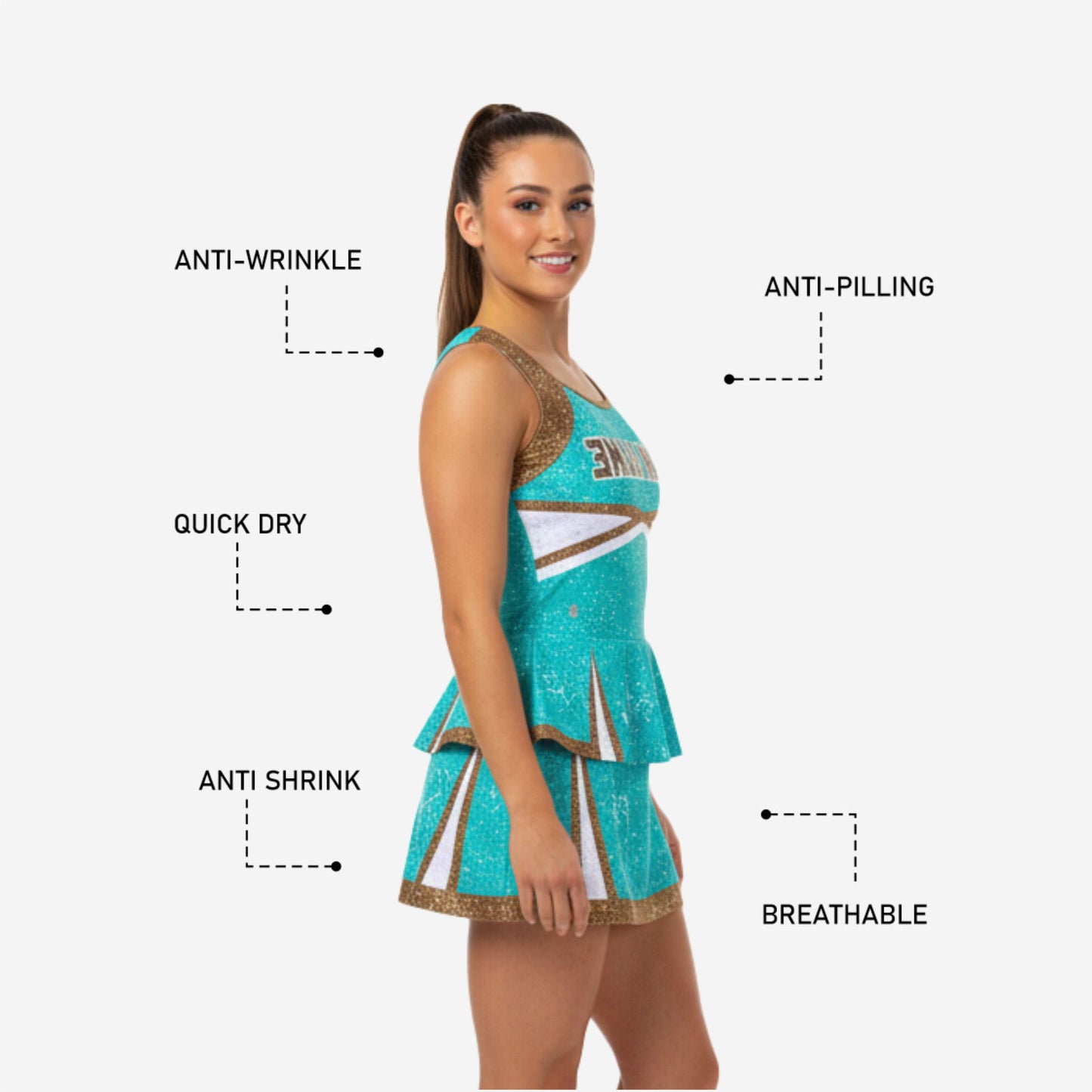 Youth & Adult Cheerleading Dress - Tiffany Blue Team Uniform Set