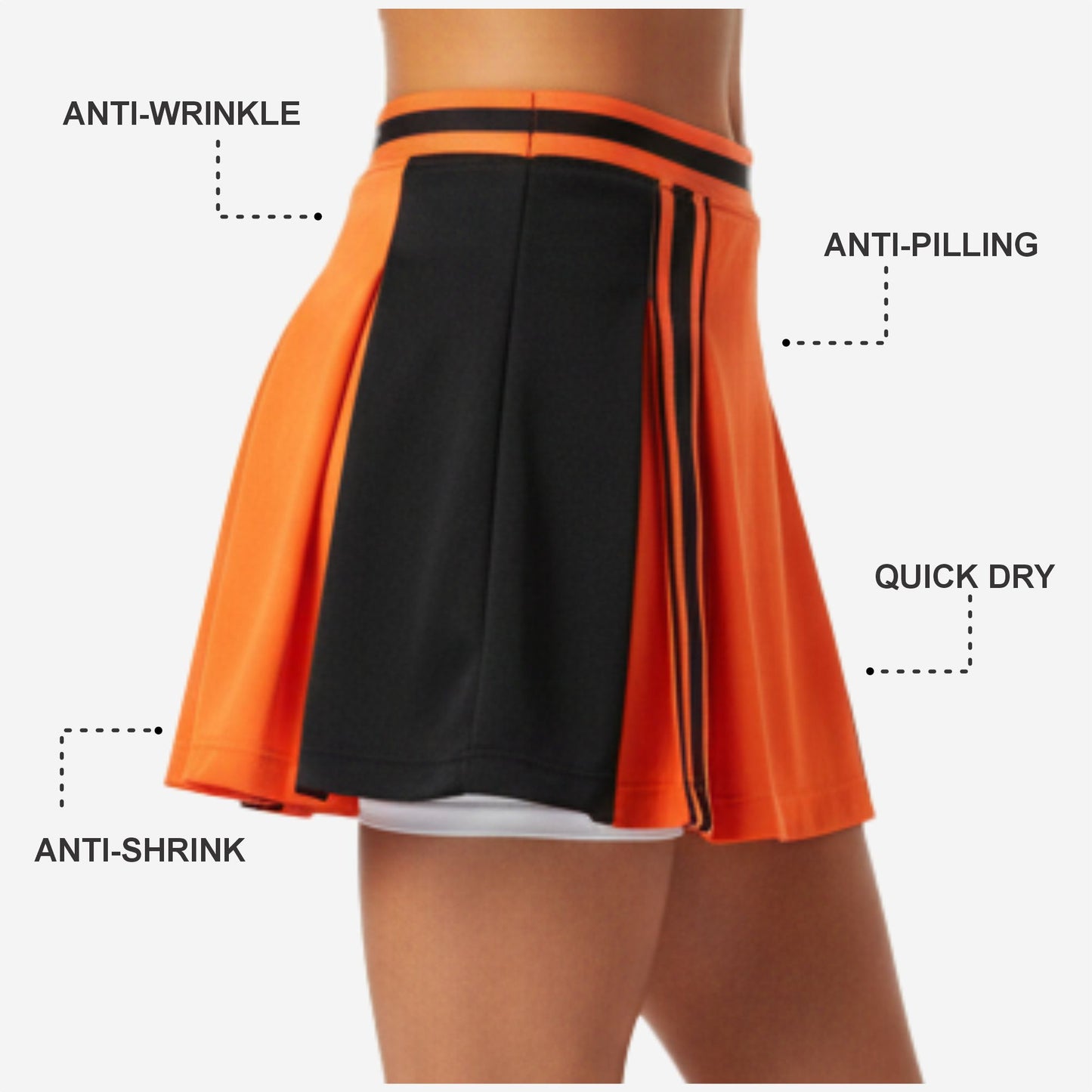 Personalized Cheer Skirt - Custom Sublimated Cheerleading Skirt Orange Black