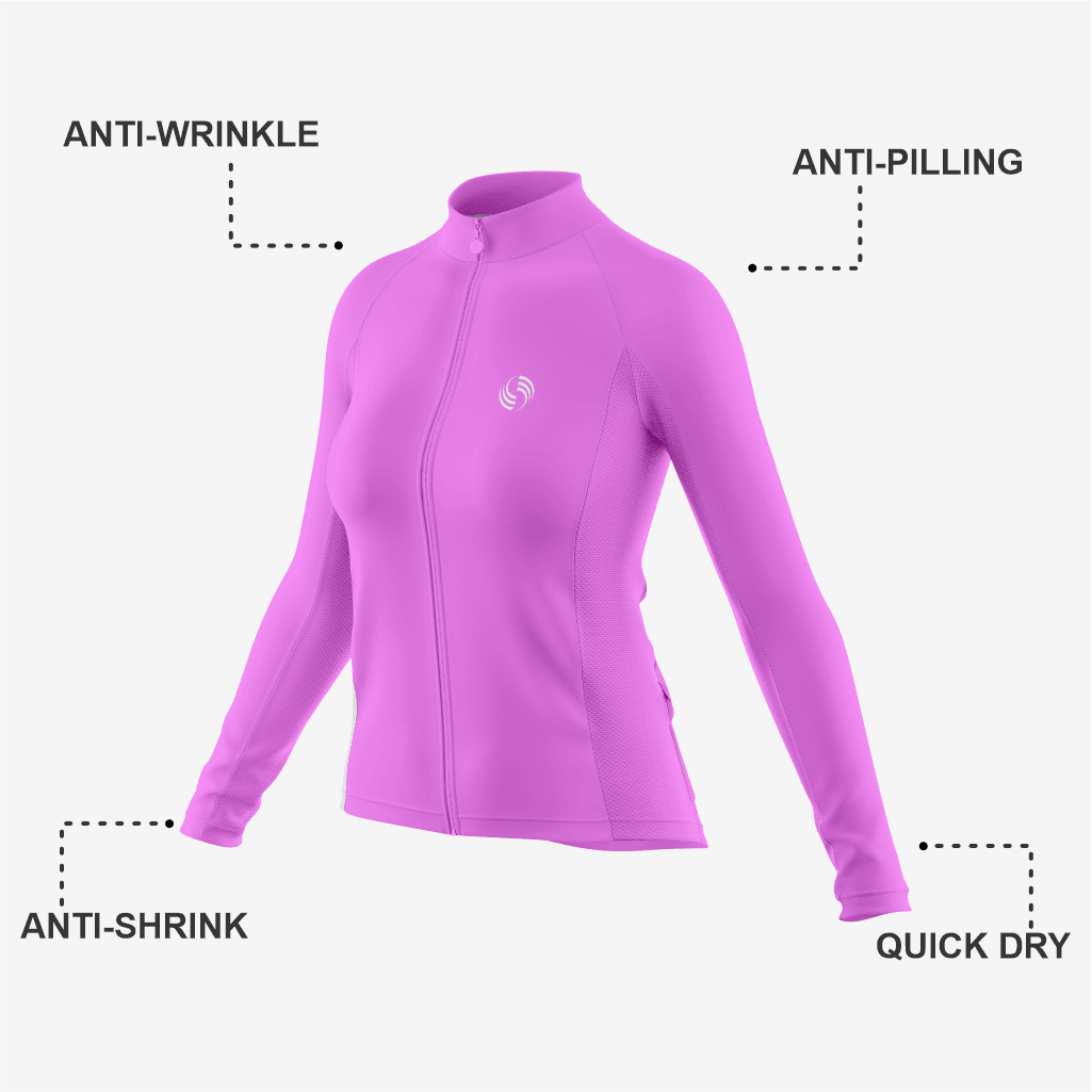 Premium Women's Long Sleeve Cycling Jersey in Bright Purple - K2 Sportswear | Custom Sports Uniforms & Apparels - K2 Sportswear