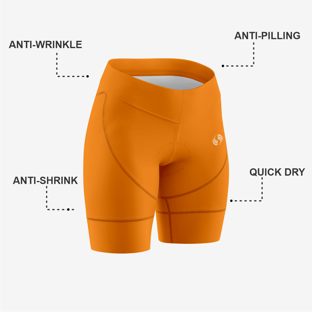 Personalized Orange Women's Cycling Shorts - K2 Sportswear | Custom Sports Uniforms & Apparels - K2 Sportswear