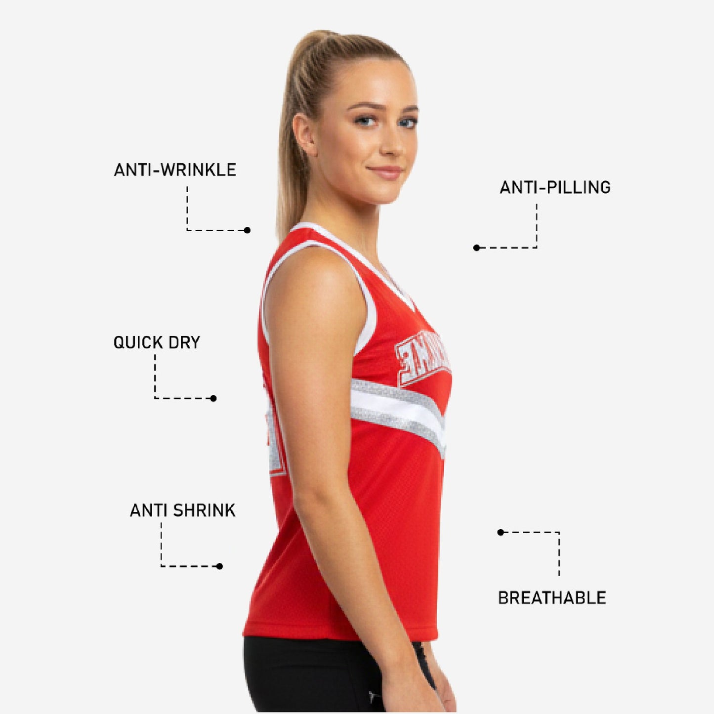 Custom Printed Cheerleading Tank Top - Red Sleeveless Shell