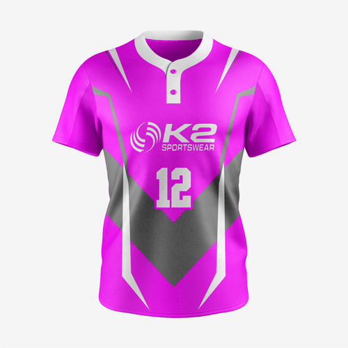 Custom Magenta/Grey Softball 2-Button Jersey for Men/Women - K2 Sportswear | Custom Sports Uniforms & Apparels - K2 Sportswear