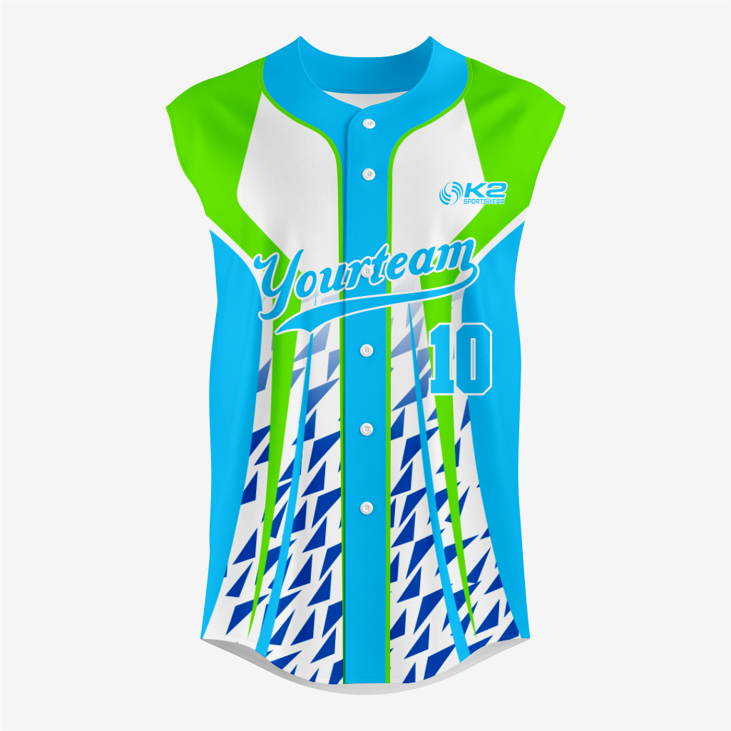 Custom Turquoise/Green Sleeveless Full Button Softball Jersey – Pro Fit